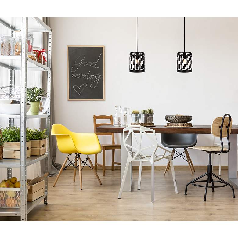 Image 3 Elegant Lighting Levante 9 1/2" Wide Metal Panels Black Pendant Light more views