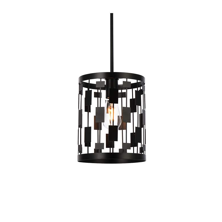 Image 4 Elegant Lighting Levante 9 1/2" Wide Metal Panels Black Pendant Light more views