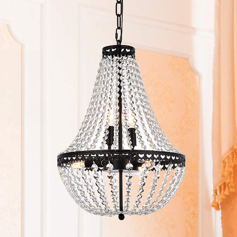 Image 2 Elegant Lighting Lyla 14" Wide Black and Crystal Pendant Light