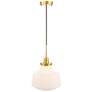 2_Elegant Lighting Lyle 11" Brass and White Glass Schoolhouse Pendant
