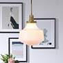 1_Elegant Lighting Lyle 11" Brass and White Glass Schoolhouse Pendant