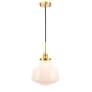 5_Elegant Lighting Lyle 11" Brass and White Glass Schoolhouse Pendant more views