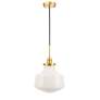 6_Elegant Lighting Lyle 11" Brass and White Glass Schoolhouse Pendant more views