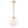 7_Elegant Lighting Lyle 11" Brass and White Glass Schoolhouse Pendant more views