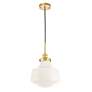 Elegant Lighting Lyle 11" Brass and White Glass Schoolhouse Pendant