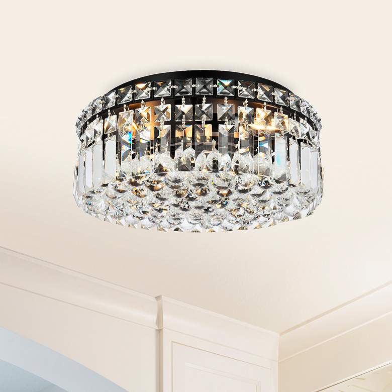 Image 2 Elegant Lighting Maxime 14" Wide Black and Crystal Ceiling Light