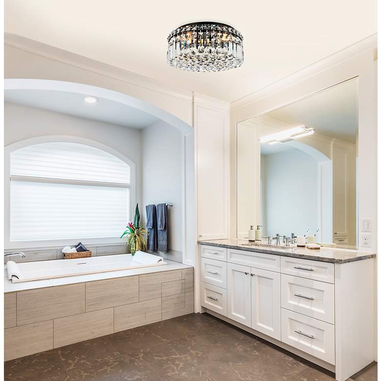 Image 4 Elegant Lighting Maxime 14" Wide Black and Crystal Ceiling Light more views