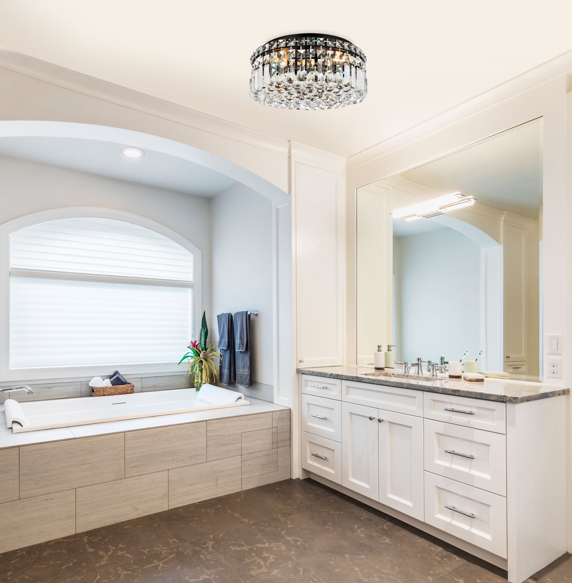 Elegant Lighting Maxime 14" Wide Black and Crystal Ceiling Light in scene