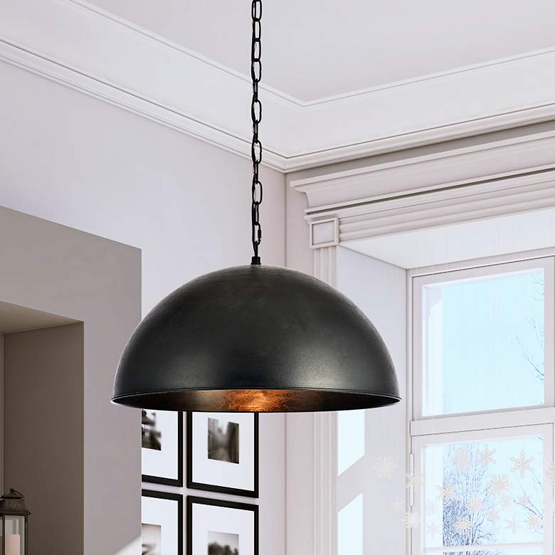 Image 1 Elegant Lighting Merce 20" Wide Modern Black Dome Pendant