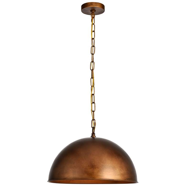 Image 1 Elegant Lighting Merce Collection 15" Wide Brass Finish Dome Pendant