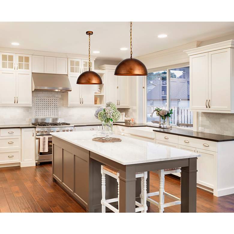 Image 2 Elegant Lighting Merce Collection 15" Wide Brass Finish Dome Pendant more views