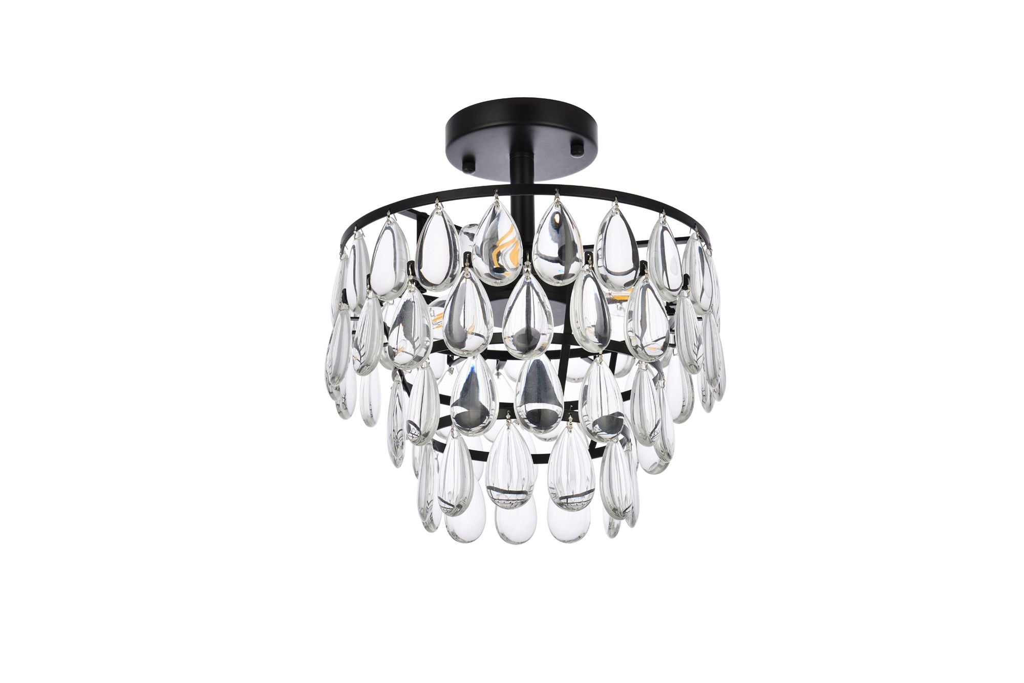 Elegant Lighting Mila 12" Black and Crystal Ceiling Light