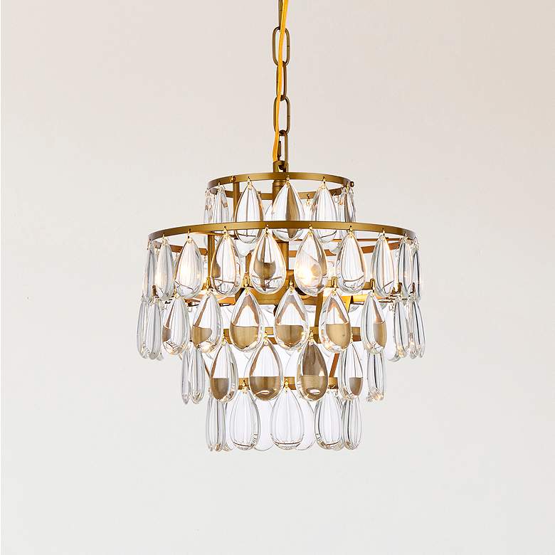 Image 1 Elegant Lighting Mila 12" Modern Brass and Crystal Pendant