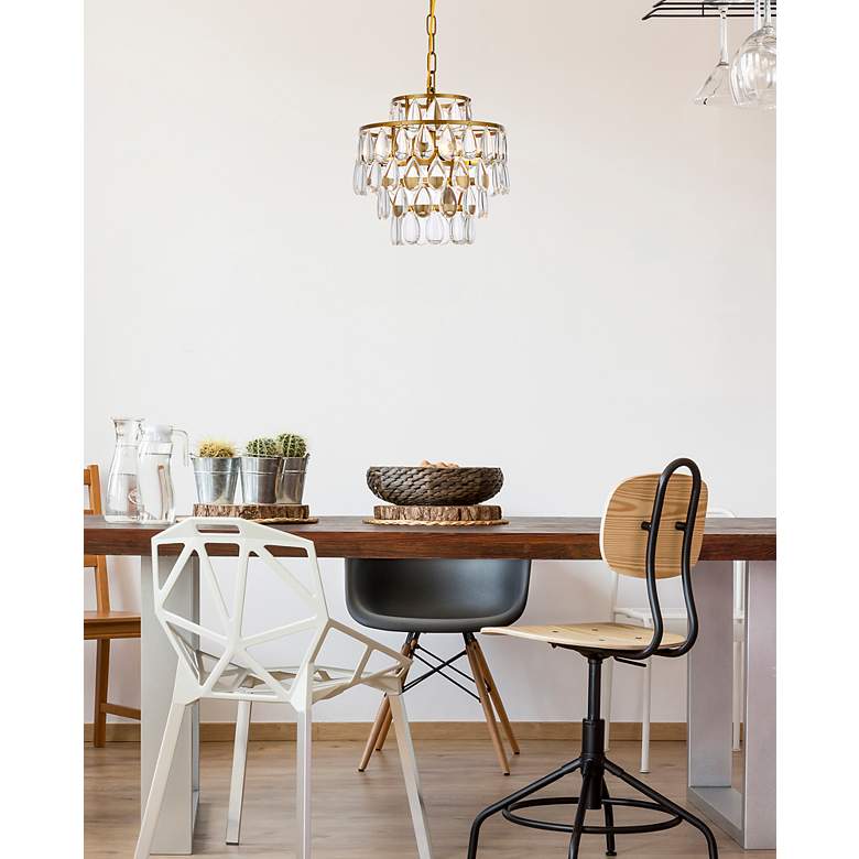 Image 3 Elegant Lighting Mila 12" Modern Brass and Crystal Pendant more views