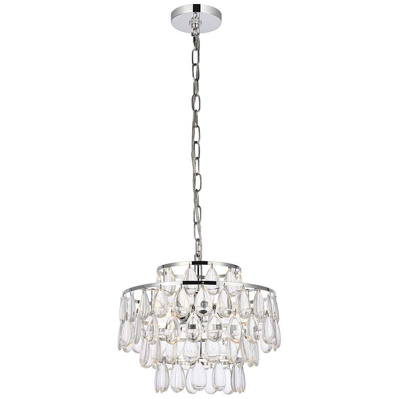 Image 3 Elegant Lighting Mila 14" Chrome Tiered Crystal Pendant Light