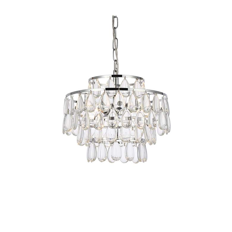 Image 5 Elegant Lighting Mila 14" Chrome Tiered Crystal Pendant Light more views