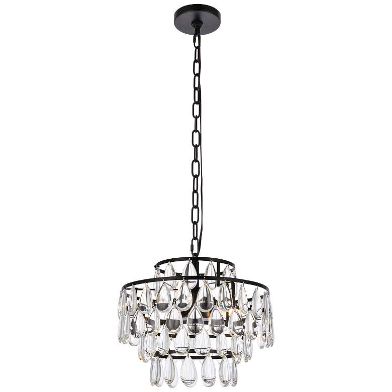 Image 3 Elegant Lighting Mila 14" Wide Black and Crystal 3-Light Pendant