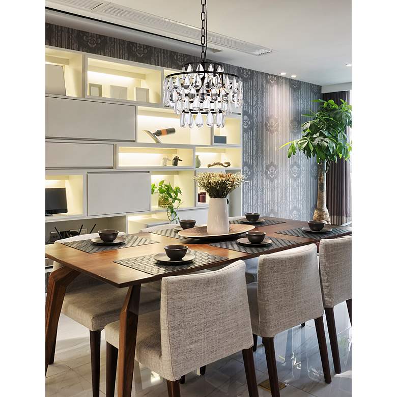 Image 4 Elegant Lighting Mila 14" Wide Black and Crystal 3-Light Pendant more views