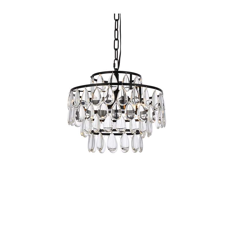 Image 5 Elegant Lighting Mila 14" Wide Black and Crystal 3-Light Pendant more views