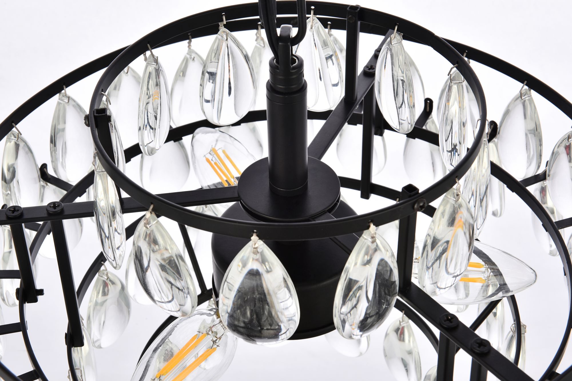 Elegant Lighting Mila 14" Wide Black and Crystal 3-Light Pendant in scene