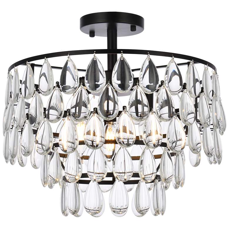 Image 1 Elegant Lighting Mila 16" Semi-Flush Mount Crystal Drum Ceiling Light