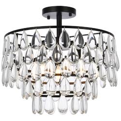 Elegant Lighting Mila 16" Semi-Flush Mount Crystal Drum Ceiling Light