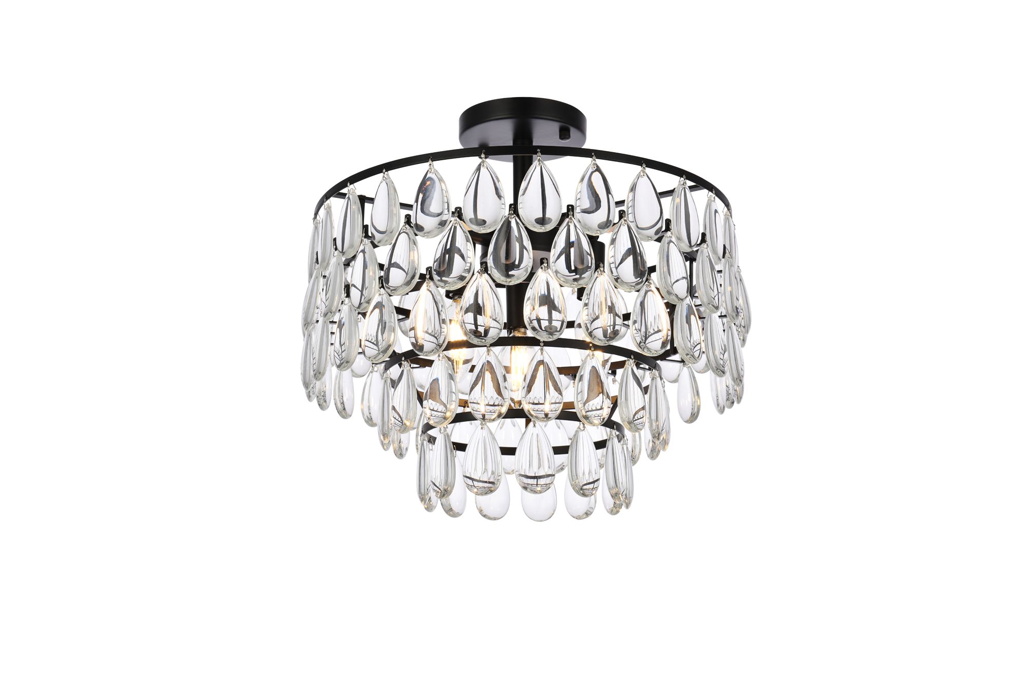Elegant Lighting Mila 16" Semi-Flush Mount Crystal Drum Ceiling Light