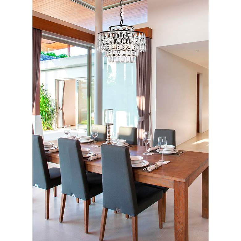 Image 3 Elegant Lighting Mila 18" Black Tiered Crystal Pendant Light more views