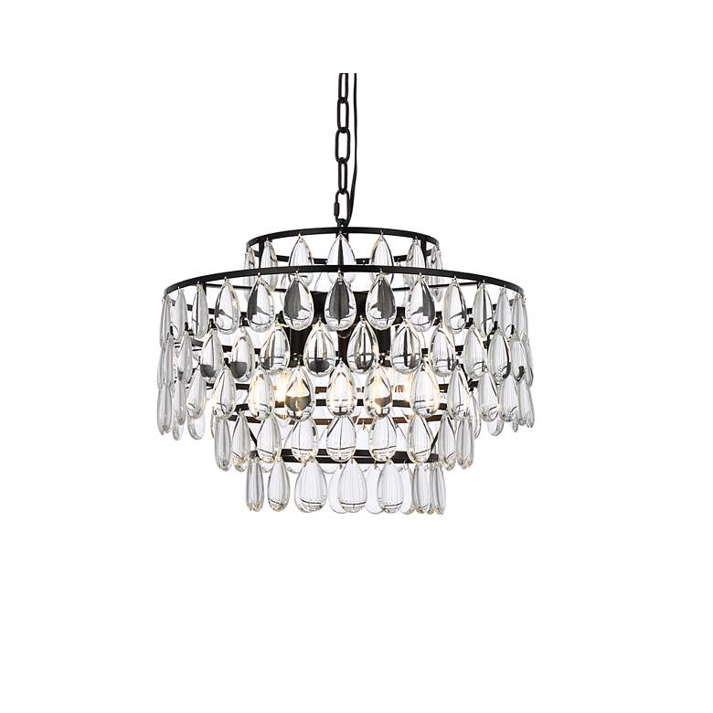 Image 4 Elegant Lighting Mila 18" Black Tiered Crystal Pendant Light more views