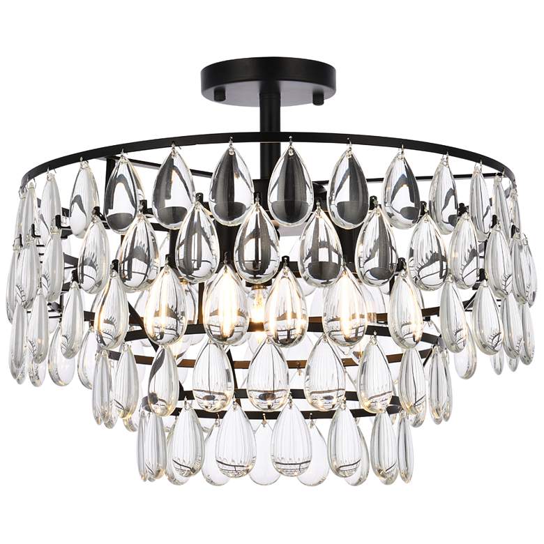 Image 2 Elegant Lighting Mila 18" Semi-Flush Mount Crystal Drum Ceiling Light