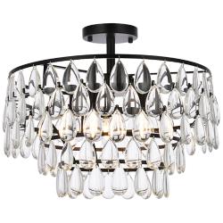 Elegant Lighting Mila 18" Semi-Flush Mount Crystal Drum Ceiling Light