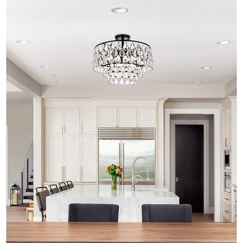 Image 3 Elegant Lighting Mila 18" Semi-Flush Mount Crystal Drum Ceiling Light more views