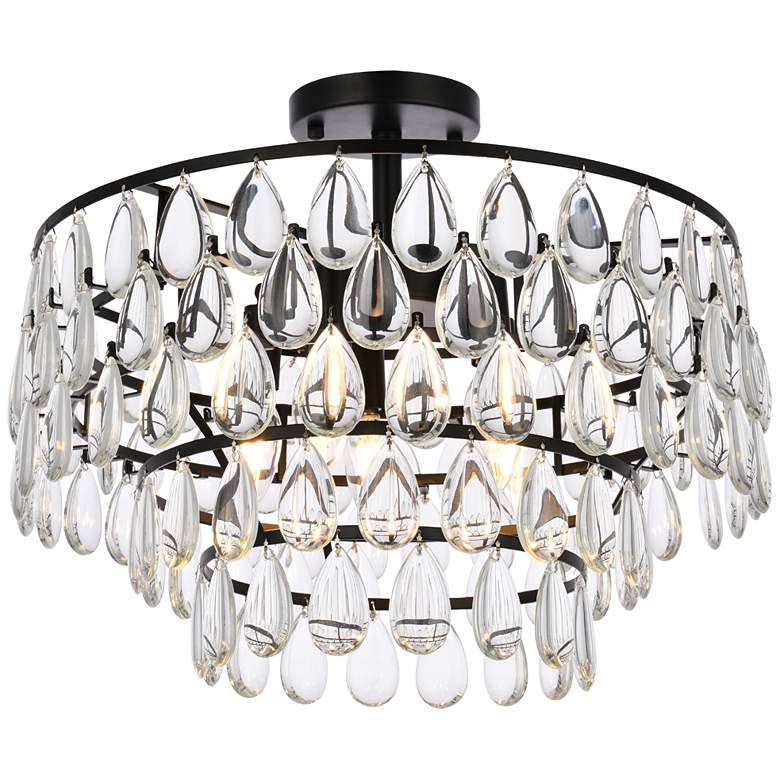 Image 4 Elegant Lighting Mila 18" Semi-Flush Mount Crystal Drum Ceiling Light more views