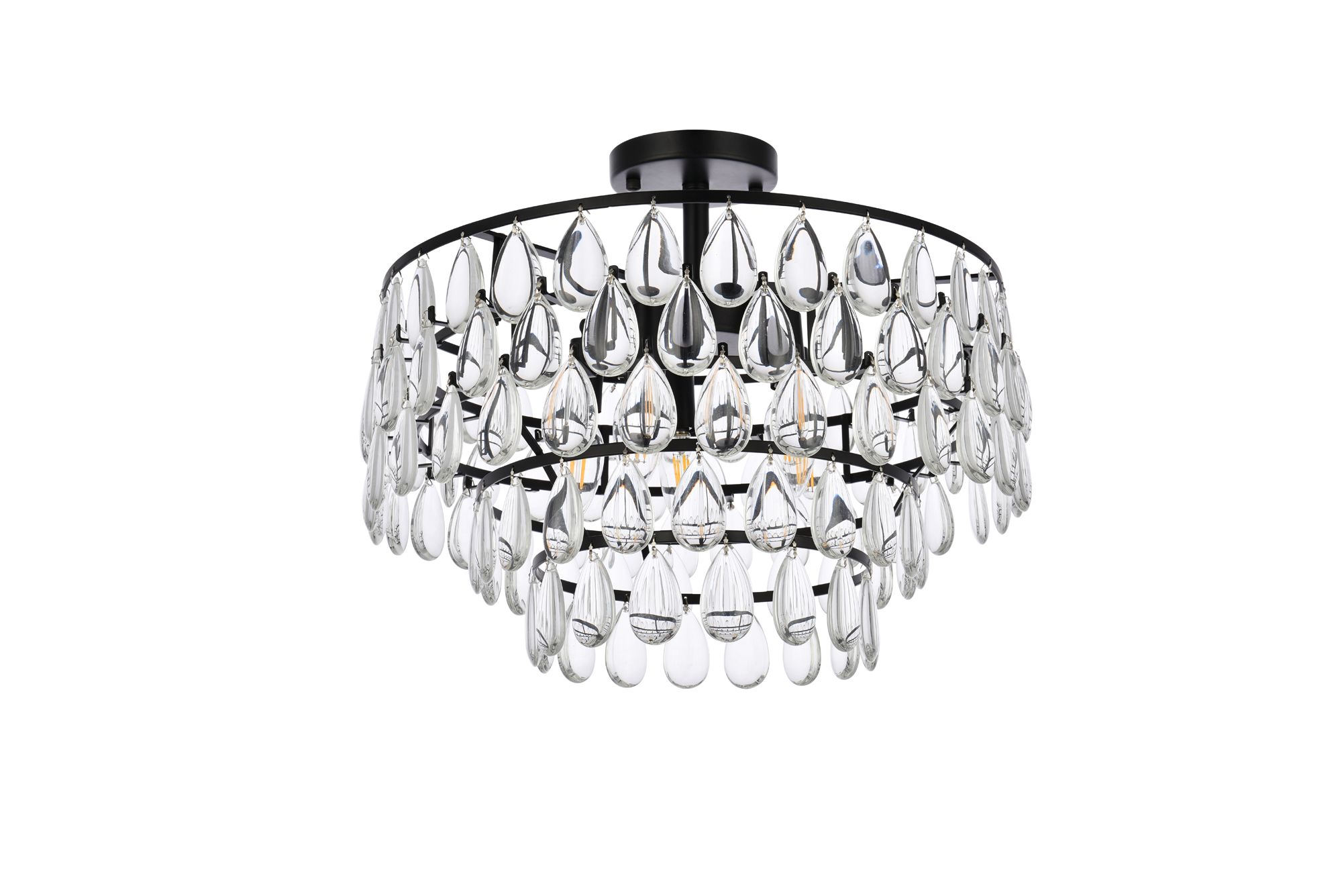 Elegant Lighting Mila 18" Semi-Flush Mount Crystal Drum Ceiling Light