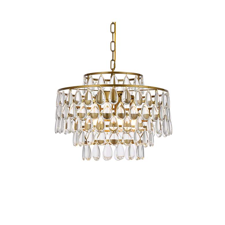 Image 4 Elegant Lighting Mila 18" Wide Brass and Crystal Pendant Light more views