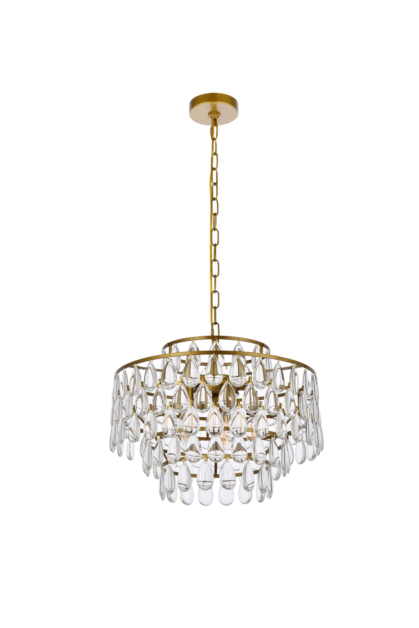 Elegant Lighting Mila 18" Wide Brass and Crystal Pendant Light