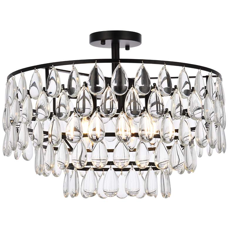 Image 2 Elegant Lighting Mila 20" Black and Crystal Semi-Flush Ceiling Light