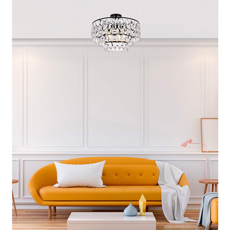 Image 3 Elegant Lighting Mila 20" Black and Crystal Semi-Flush Ceiling Light more views