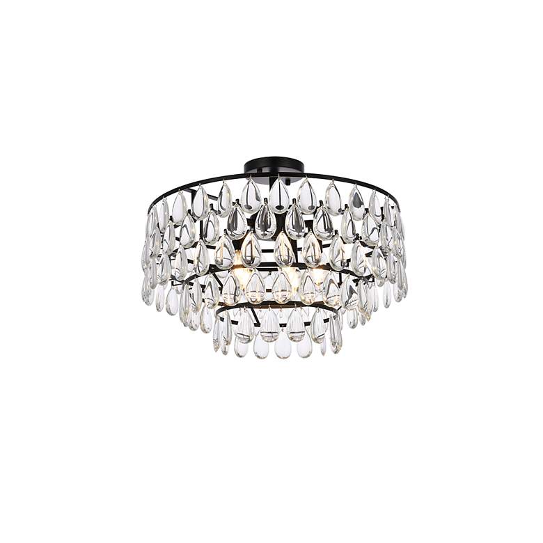 Image 4 Elegant Lighting Mila 20" Black and Crystal Semi-Flush Ceiling Light more views