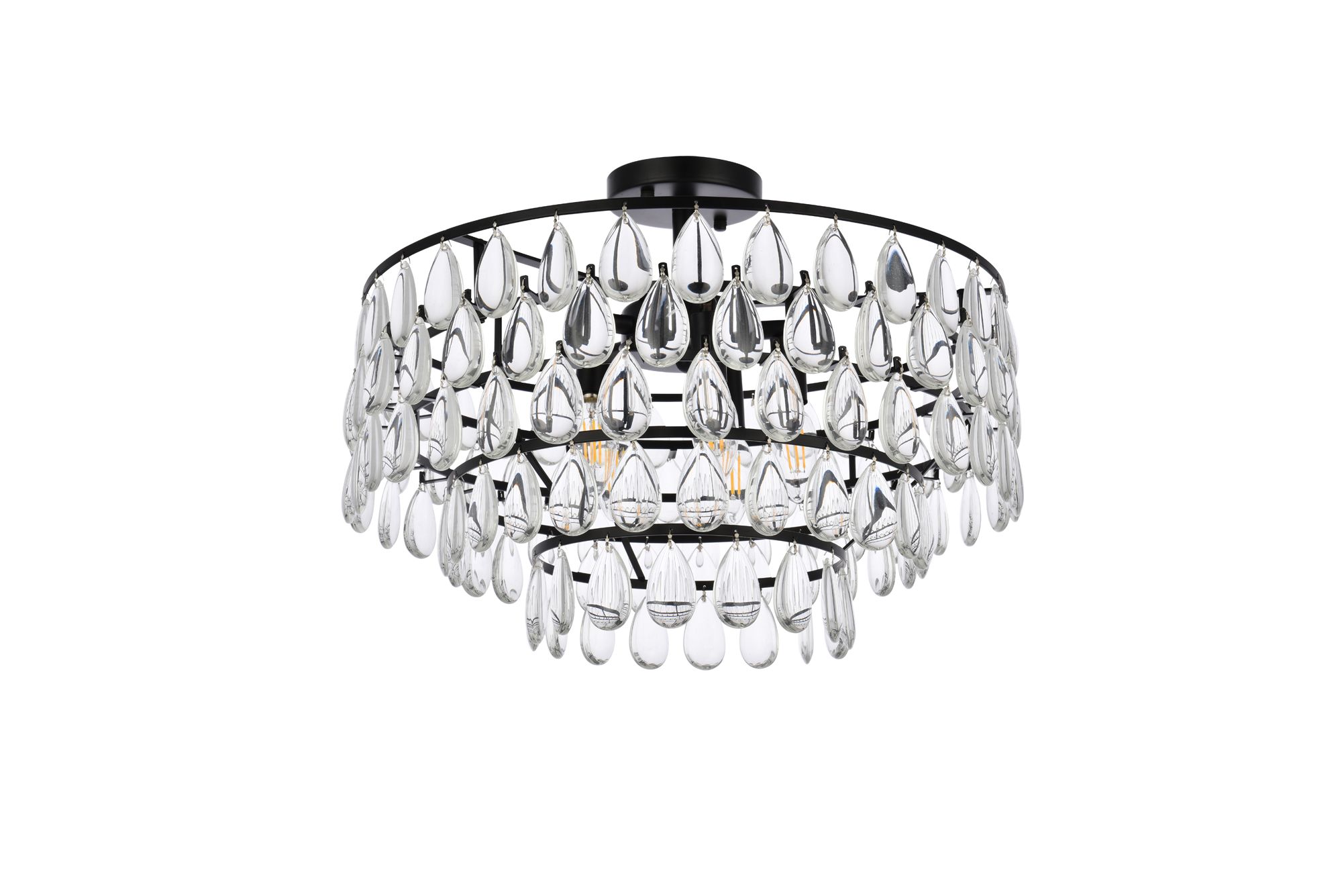 Elegant Lighting Mila 20" Black and Crystal Semi-Flush Ceiling Light
