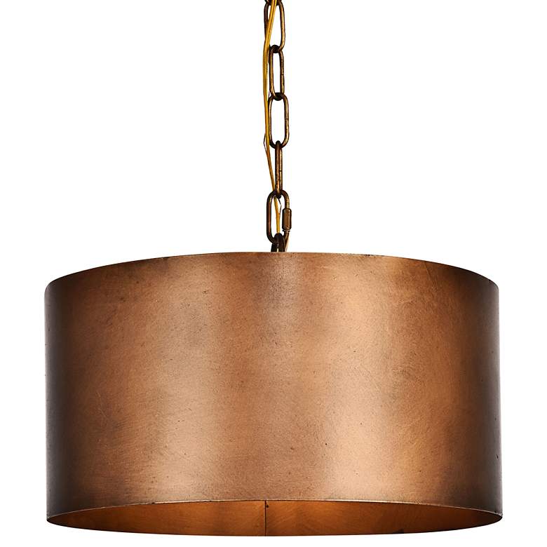 Image 1 Elegant Lighting Miro 15" Wide Manual Brass Drum Pendant Light