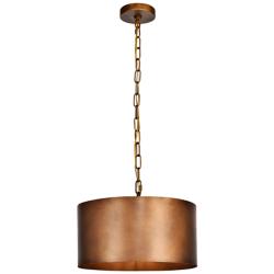 Elegant Lighting Miro 15" Wide Manual Brass Drum Pendant Light
