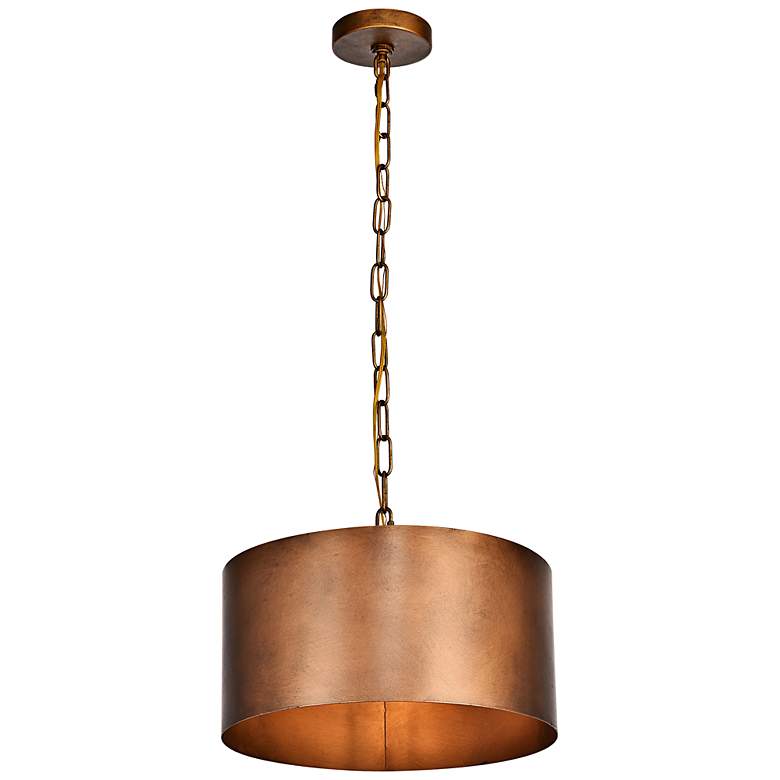 Image 7 Elegant Lighting Miro 15" Wide Manual Brass Drum Pendant Light more views