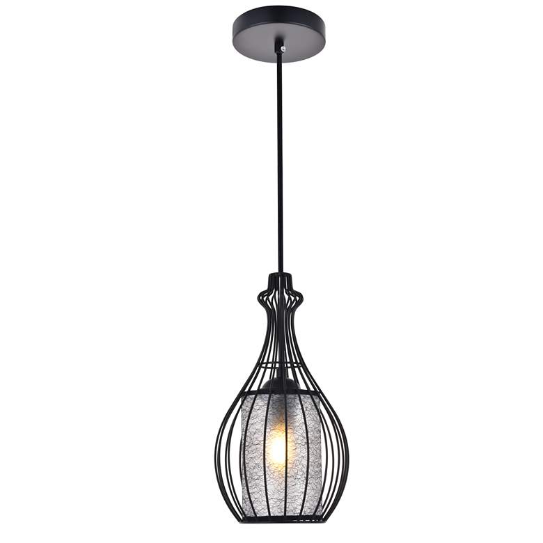 Image 1 Elegant Lighting Miya 6 3/4" Wide Black Gourd Cage Mini Pendant
