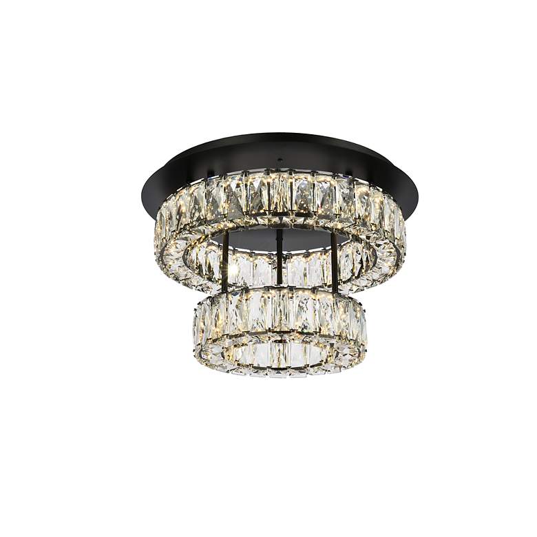 Image 5 Elegant Lighting Monroe 18" Black and Crystal 2-Tier LED Ceiling Light more views