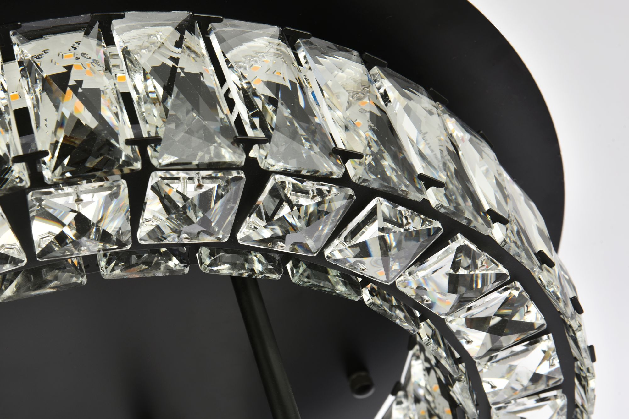 Elegant Lighting Monroe 18" Black and Crystal 2-Tier LED Ceiling Light in scene