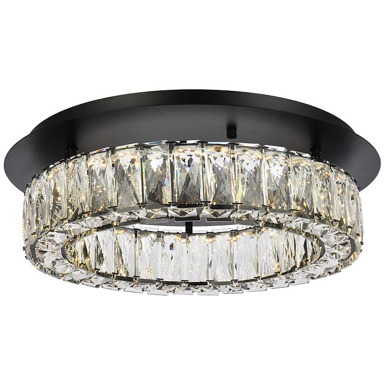 Image 3 Elegant Lighting Monroe 18" Wide Black and Crystal LED Ceiling Light