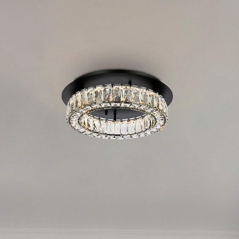 Image 2 Elegant Lighting Monroe 18" Wide Black and Crystal LED Ceiling Light