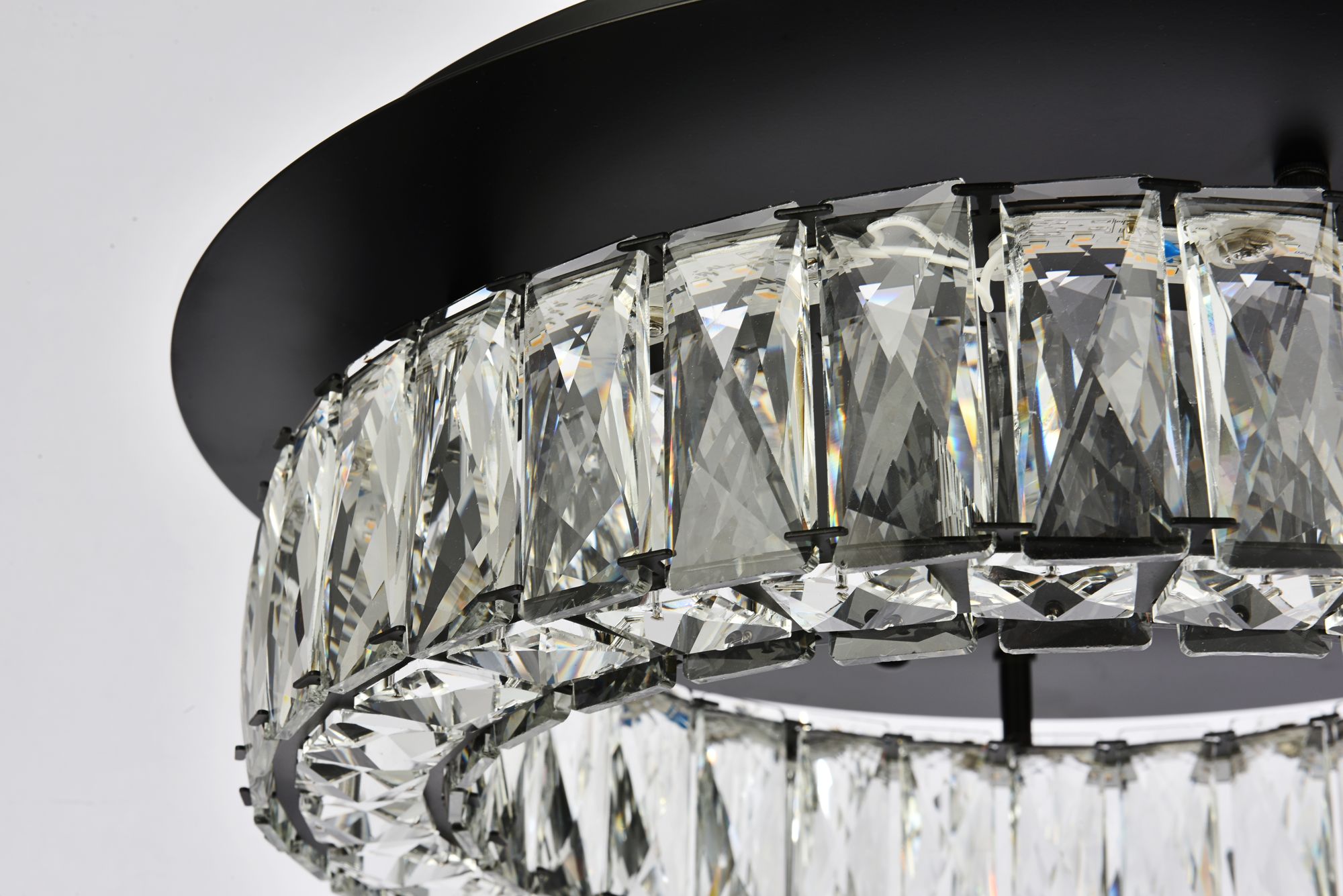 Elegant Lighting Monroe 18" Wide Black and Crystal LED Ceiling Light in scene