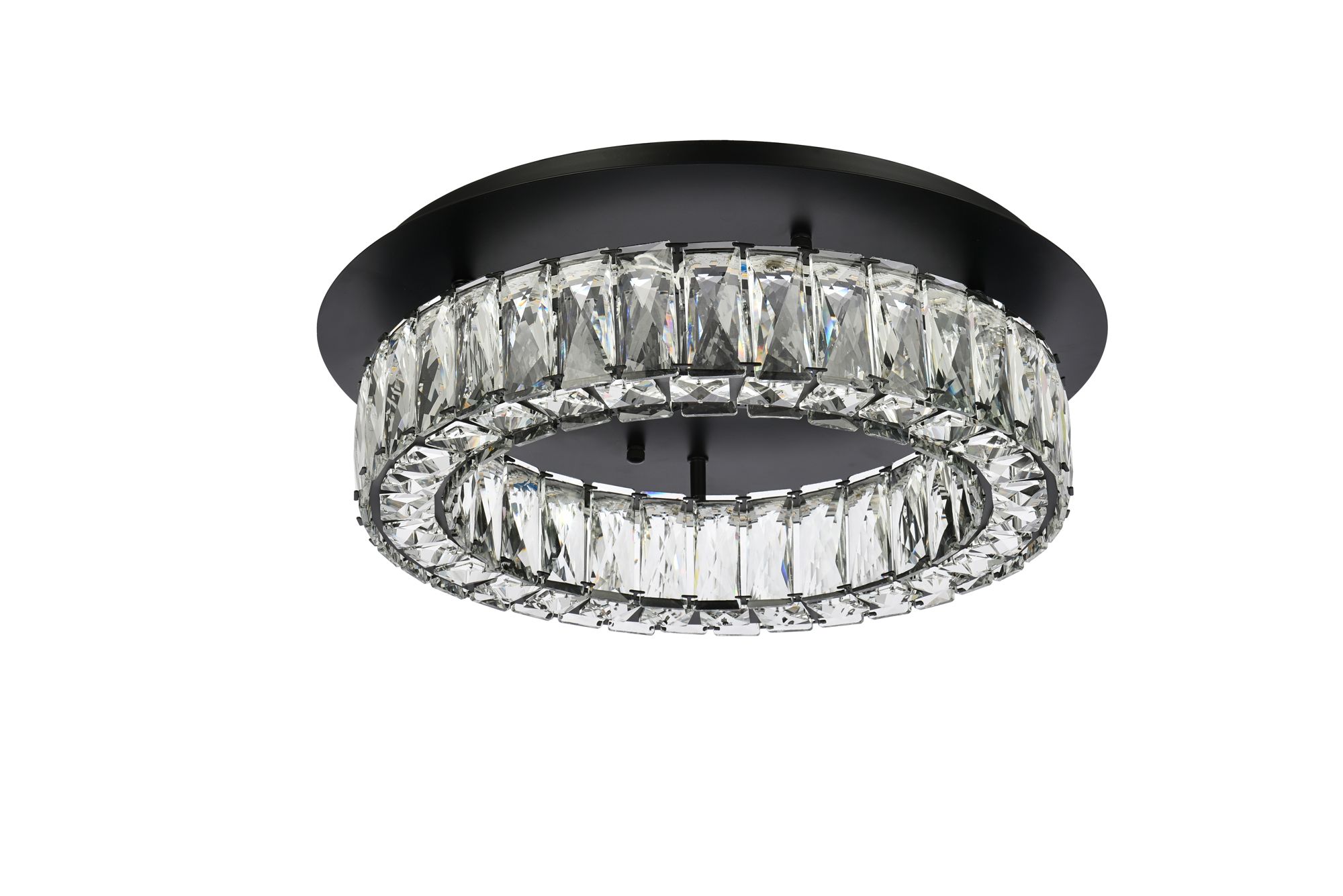 Elegant Lighting Monroe 18" Wide Black and Crystal LED Ceiling Light in scene